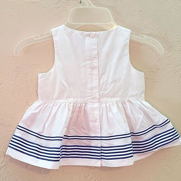 JANIE AND JACK WHITE AND BLUE STRIPED SLEEVELESS TOP, SIZE 2T - Picture 4 of 7